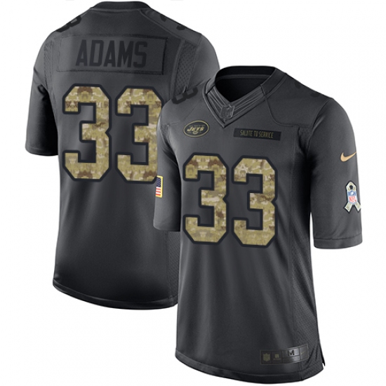 Men's Nike New York Jets #33 Jamal Adams Limited Black 2016 Salute to Service NFL Jersey - Ujersey