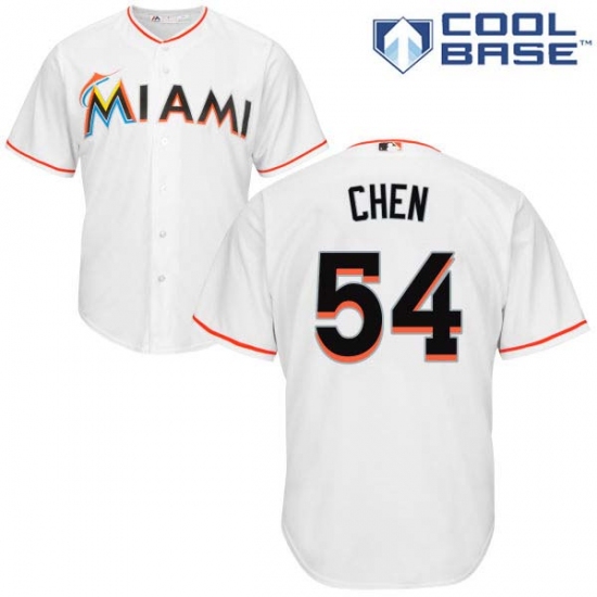 Youth Majestic Miami Marlins #54 Wei-Yin Chen Authentic White Home Cool Base MLB Jersey - Ujersey
