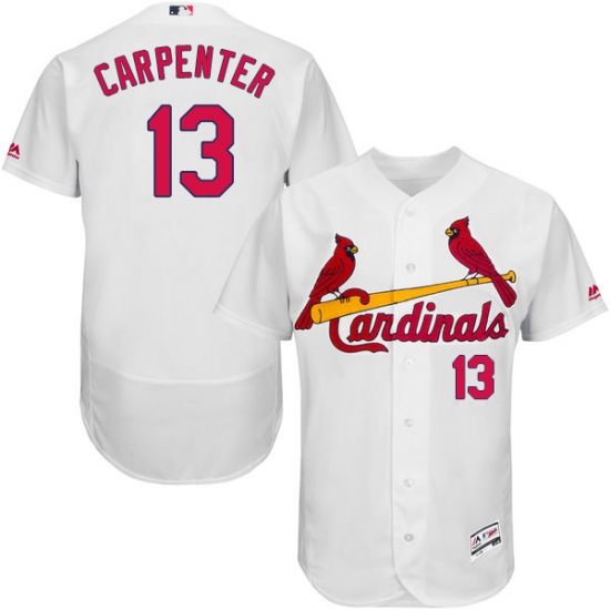 Men's Majestic St. Louis Cardinals #13 Matt Carpenter White Home Flex Base Authentic Collection MLB Jersey - Ujersey