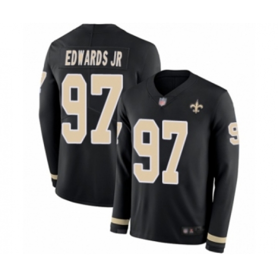 Youth New Orleans Saints #97 Mario Edwards Jr Limited Black Therma Long Sleeve Football Jersey - Ujersey
