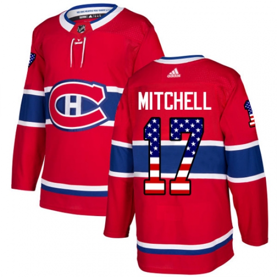Men's Adidas Montreal Canadiens #17 Torrey Mitchell Authentic Red USA Flag Fashion NHL Jersey - Ujersey