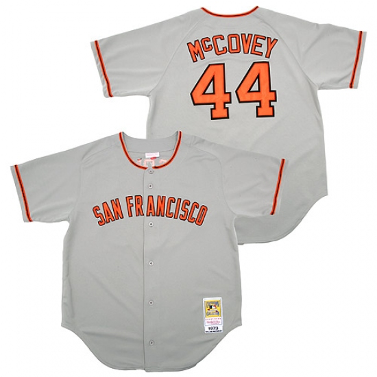 Men's Mitchell and Ness San Francisco Giants #44 Willie McCovey Replica Grey Throwback MLB Jersey - Ujersey