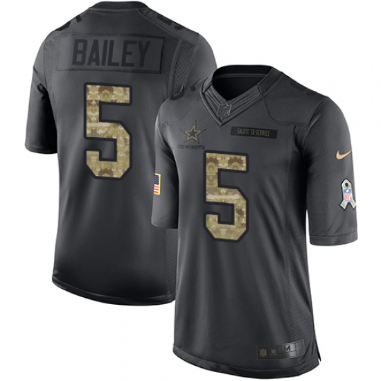 Youth Nike Dallas Cowboys #5 Dan Bailey Limited Black 2016 Salute to Service NFL Jersey - Ujersey