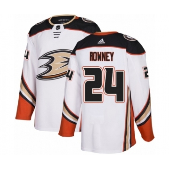 Men's Adidas Anaheim Ducks #24 Carter Rowney Authentic White Away NHL Jersey