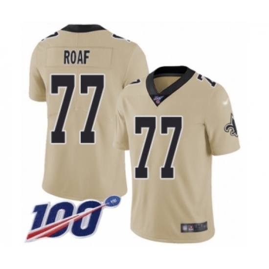 Men's New Orleans Saints #77 Willie Roaf Limited Gold Inverted Legend 100th Season Football Jersey - Ujersey