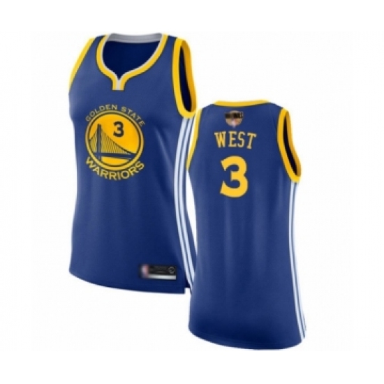 Women's Golden State Warriors #3 David West Swingman Royal Blue 2019 Basketball Finals Bound Basketball Jersey - Icon Edition - Ujersey
