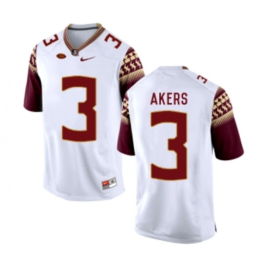 Florida State Seminoles 3 Cam Akers White College Football Jersey - Ujersey