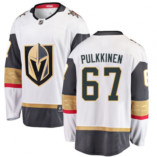 Men's Vegas Golden Knights #67 Teemu Pulkkinen Authentic White Away Fanatics Branded Breakaway NHL Jersey - Ujersey