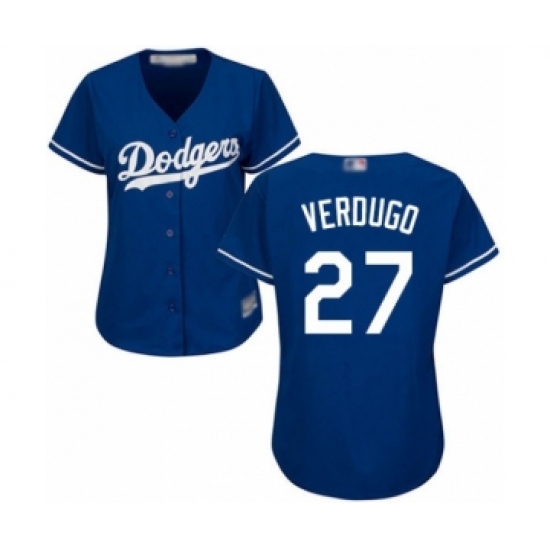 Women's Los Angeles Dodgers #27 Alex Verdugo Authentic Royal Blue Alternate Cool Base Baseball Player Jersey - Ujersey