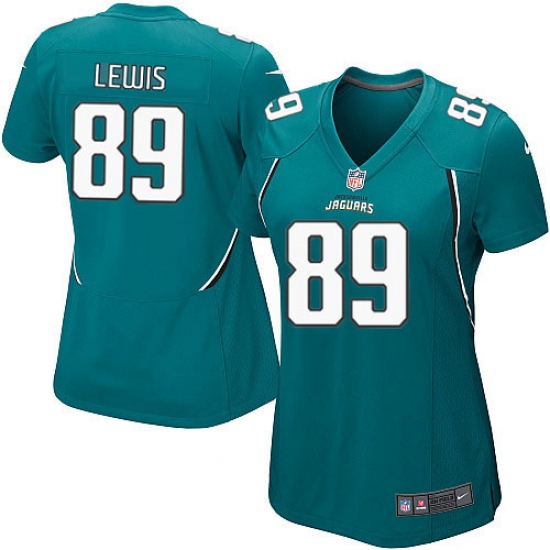 Women's Nike Jacksonville Jaguars #89 Marcedes Lewis Game Teal Green Team Color NFL Jersey