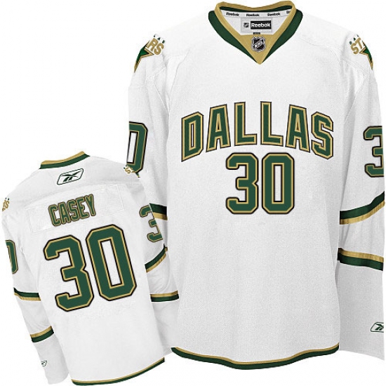 Men's Reebok Dallas Stars #30 Jon Casey Premier White Third NHL Jersey - Ujersey