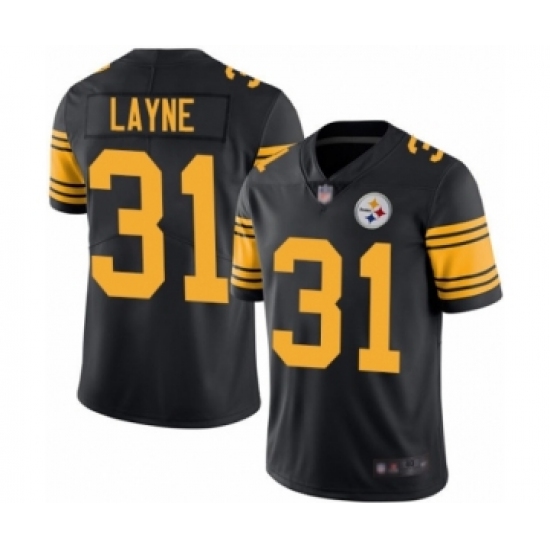 Men's Pittsburgh Steelers #31 Justin Layne Limited Black Rush Vapor Untouchable Football Jersey - Ujersey