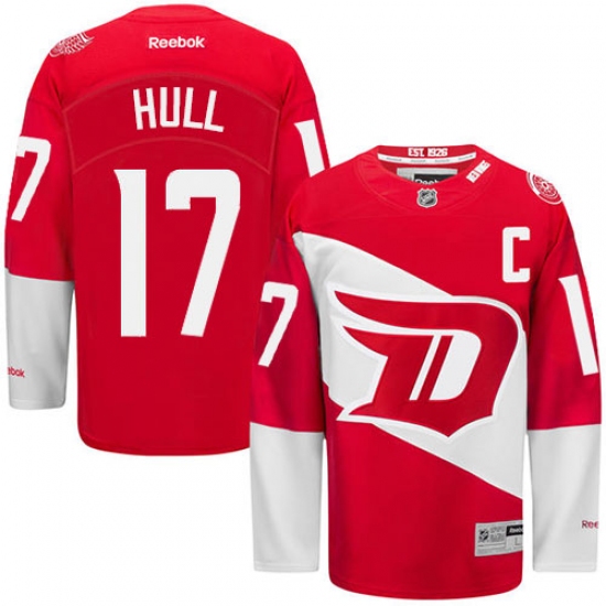 Men's Reebok Detroit Red Wings #17 Brett Hull Authentic Red 2016 Stadium Series NHL Jersey - Ujersey