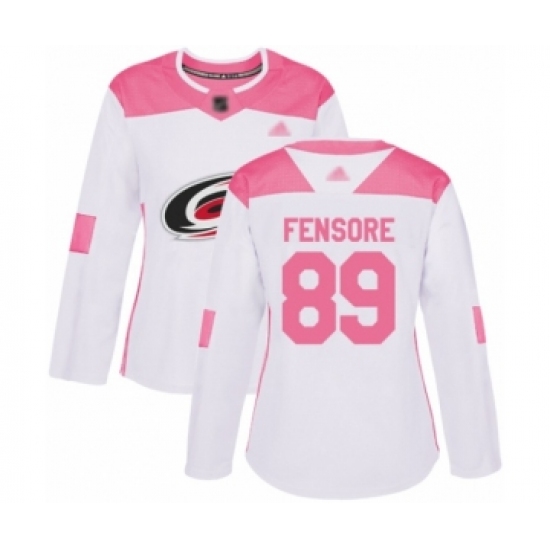 Women's Carolina Hurricanes #89 Domenick Fensore Authentic White Pink Fashion Hockey Jersey - Ujersey