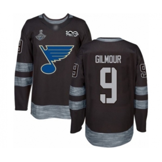 Men's St. Louis Blues #9 Doug Gilmour Authentic Black 1917-2017 100th Anniversary 2019 Stanley Cup Champions Hockey Jersey - Ujersey