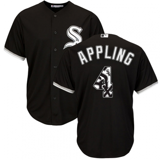 Men's Majestic Chicago White Sox #4 Luke Appling Authentic Black Team Logo Fashion Cool Base MLB Jersey - Ujersey