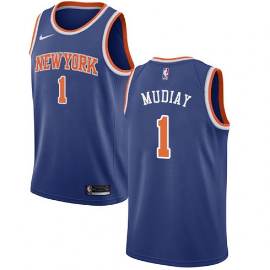 Men's Nike New York Knicks #1 Emmanuel Mudiay Swingman Royal Blue NBA Jersey - Icon Edition - Ujersey