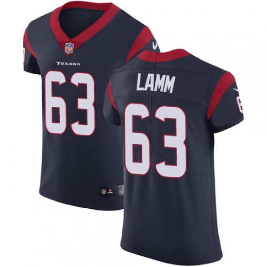Men's Nike Houston Texans #63 Kendall Lamm Navy Blue Team Color Vapor Untouchable Elite Player NFL Jersey - Ujersey