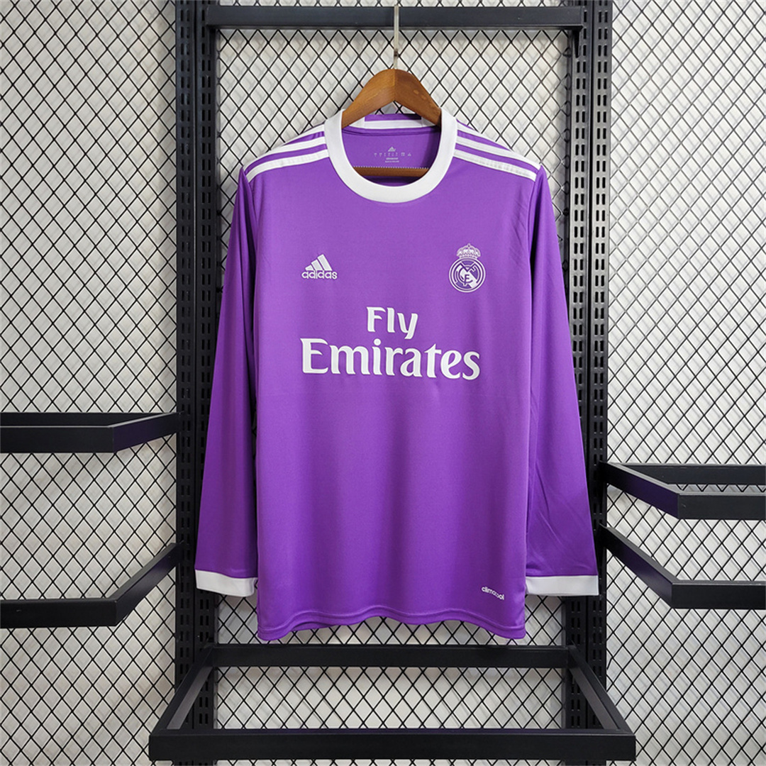 Real Madrid Retro Jersey Away Soccer Shirt Long Sleeve 2016/17 - Ujersey NHL