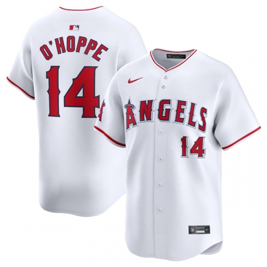 Men's Los Angeles Angels #14 Logan O'Hoppe White Home Limited Stitched Baseball Jersey - Ujersey