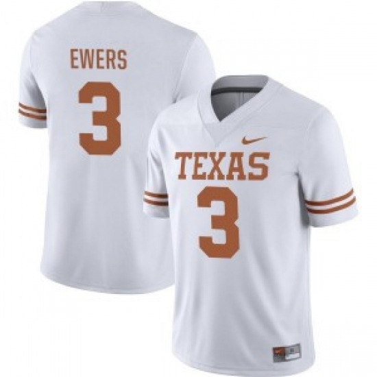 Men's Texas Longhorns #3 Quinn Ewers White Stitched Jersey - Ujersey