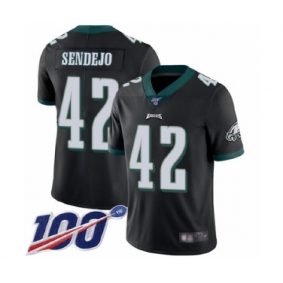 Youth Philadelphia Eagles #42 Andrew Sendejo Black Alternate Vapor Untouchable Limited Player 100th Season Football Jersey - Ujersey