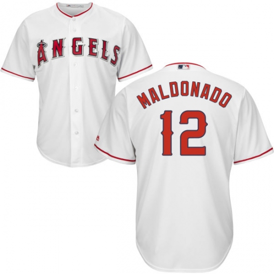 Youth Majestic Los Angeles Angels of Anaheim #12 Martin Maldonado Authentic White Home Cool Base MLB Jersey - Ujersey