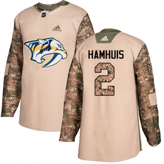 Men's Adidas Nashville Predators #2 Dan Hamhuis Authentic Camo Veterans Day Practice NHL Jersey - Ujersey