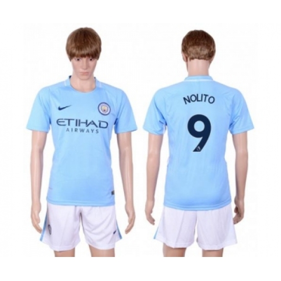 Manchester City #9 Nolito Home Soccer Club Jersey