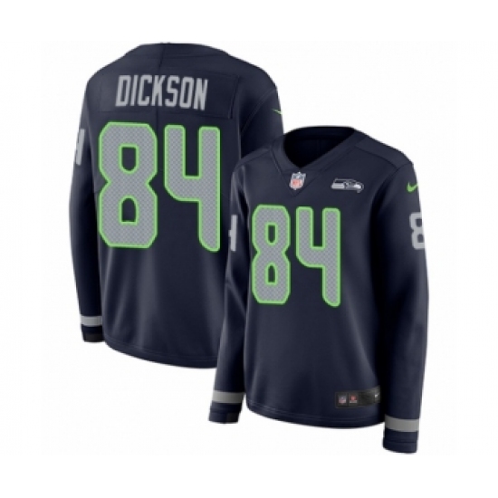 Women's Nike Seattle Seahawks #84 Ed Dickson Limited Navy Blue Therma Long Sleeve NFL Jersey - Ujersey