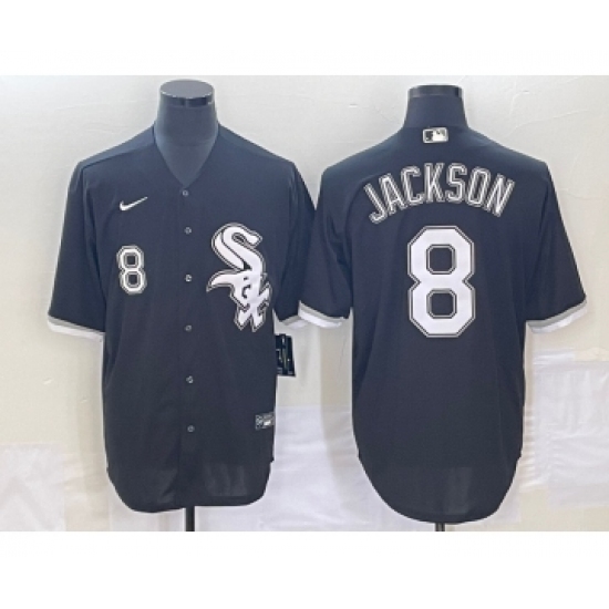 Men's Chicago White Sox #8 Bo Jackson Number Black Cool Base Stitched Jersey - Ujersey