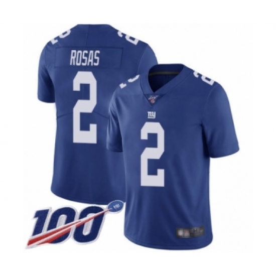 Men's New York Giants #2 Aldrick Rosas Royal Blue Team Color Vapor Untouchable Limited Player 100th Season Football Jersey - Ujersey