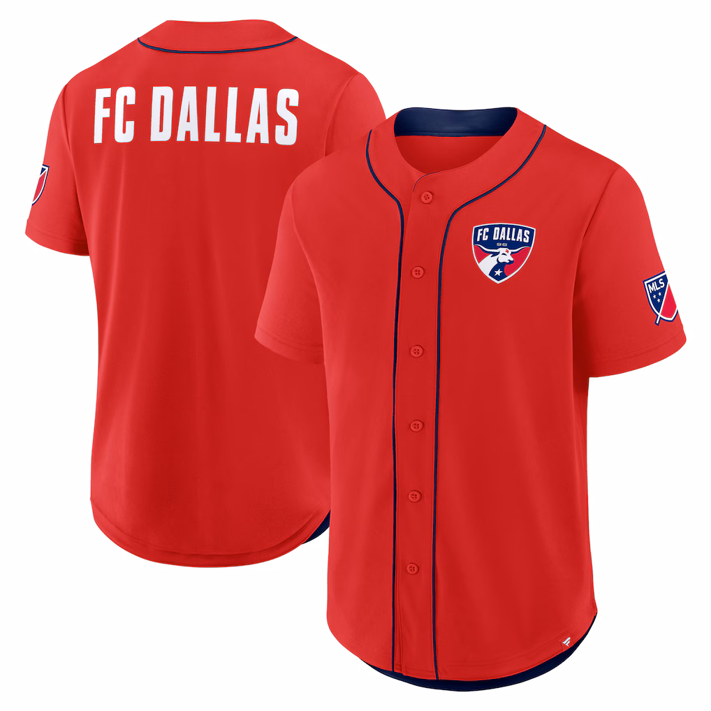 Men's FC Dallas Fanatics Red Injury Time Baseball Jersey - ujerseystore