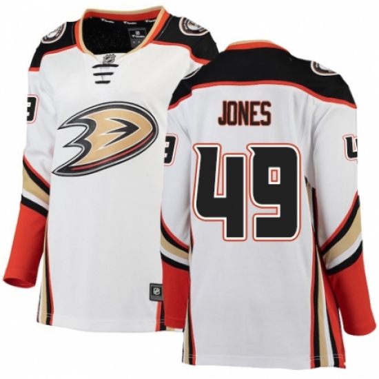 Women's Anaheim Ducks #49 Max Jones Authentic White Away Fanatics Branded Breakaway NHL Jersey - Ujersey