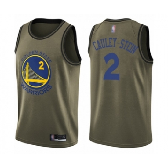 Youth Golden State Warriors #2 Willie Cauley-Stein Swingman Green Salute to Service Basketball Jersey - Ujersey