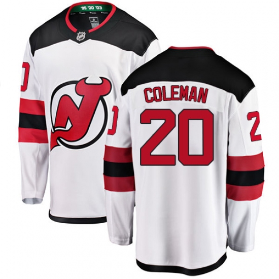 Men's New Jersey Devils #20 Blake Coleman Fanatics Branded White Away Breakaway NHL Jersey - Ujersey