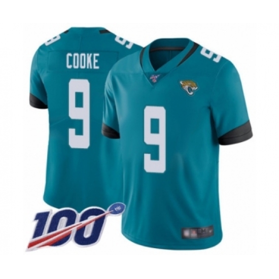 Men's Jacksonville Jaguars #9 Logan Cooke Teal Green Alternate Vapor Untouchable Limited Player 100th Season Football Jersey - Ujersey