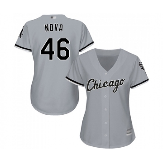 Women's Chicago White Sox #46 Ivan Nova Replica Grey Road Cool Base Baseball Jersey - Ujersey