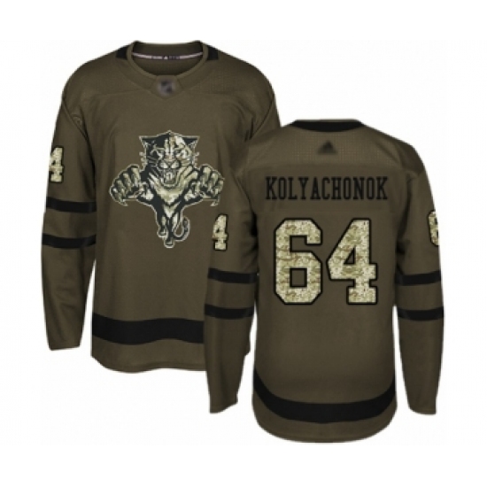Men's Florida Panthers #64 Vladislav Kolyachonok Authentic Green Salute to Service Hockey Jersey - Ujersey