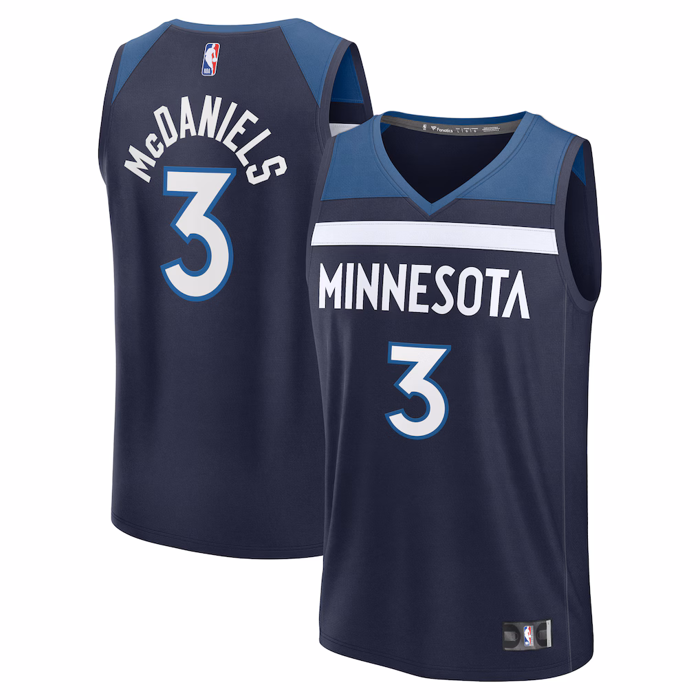 Men's Minnesota Timberwolves Jaden McDaniels Fanatics Navy Fast Break Replica Jersey - Icon Edition - Vujersey Los Angeles Rams