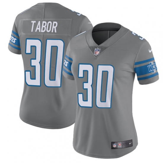 Women's Nike Detroit Lions #30 Teez Tabor Limited Steel Rush Vapor Untouchable NFL Jersey - Ujersey