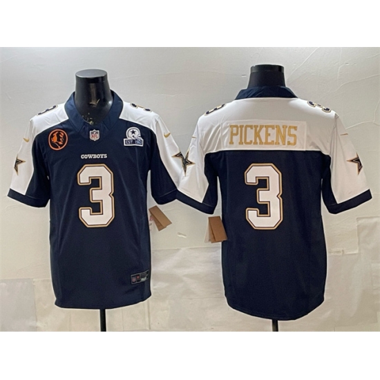 Men's Dallas Cowboys #3 George pickens Navy F.U.S.E. With John Madden & Established In 1960 Thanksgiving Vapor Limited Stitched Football Jersey - Ujersey