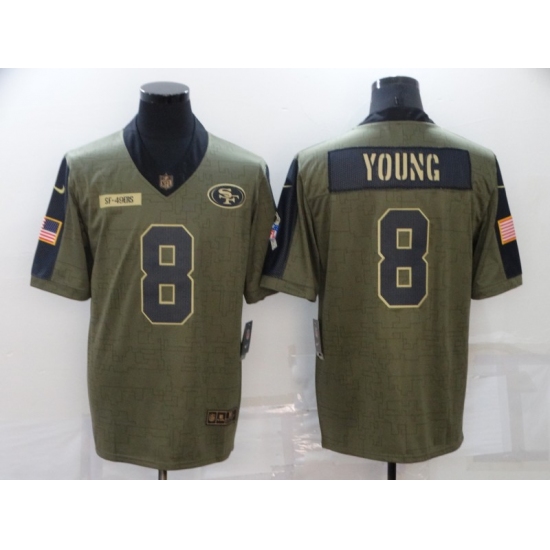 Men's San Francisco 49ers #8 Steve Young Nike Olive 2021 Salute To Service Limited Player Jersey - Ujersey