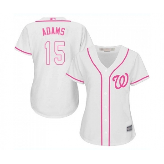 Women's Washington Nationals #15 Matt Adams Replica White Fashion Cool Base Baseball Jersey