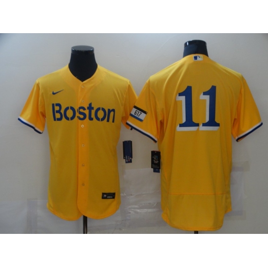 Men's Boston Red Sox #11 Rafael Devers Nike Gold-Light Blue 2021 City Connect Jersey - Ujersey