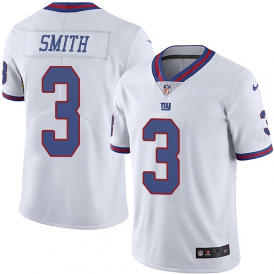 Men's Nike New York Giants #3 Geno Smith Elite White Rush Vapor Untouchable NFL Jersey - Ujersey