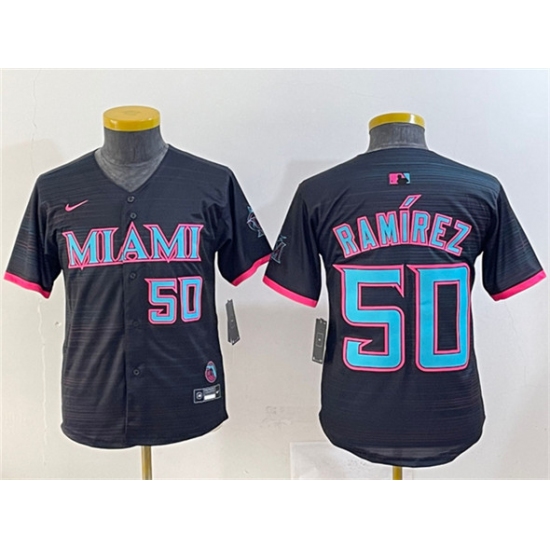 Youth Miami Marlins #50 Agustín Ramírez Black 2025 City Connect Limited Stitched Baseball Jersey - Ujersey