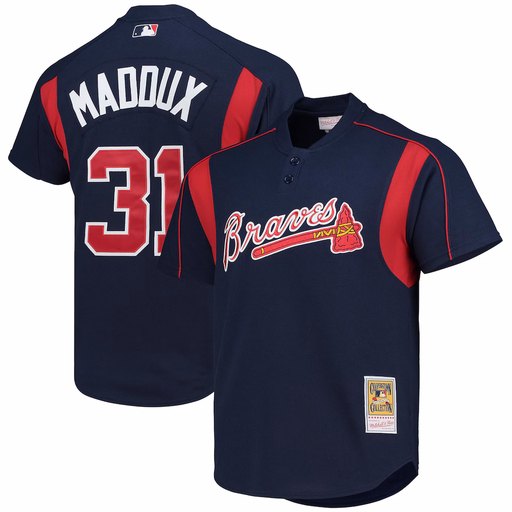 Men's Atlanta Braves Greg Maddux Mitchell & Ness Navy Authentic Batting Practice Jersey - ujerseystore