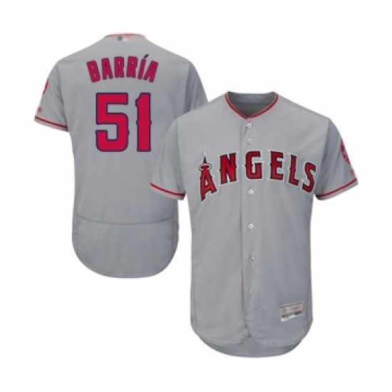 Men's Los Angeles Angels of Anaheim #51 Jaime Barria Grey Road Flex Base Authentic Collection Baseball Player Jersey - Ujersey