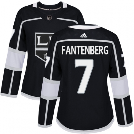 Women's Adidas Los Angeles Kings #7 Oscar Fantenberg Authentic Black Home NHL Jersey - Ujersey